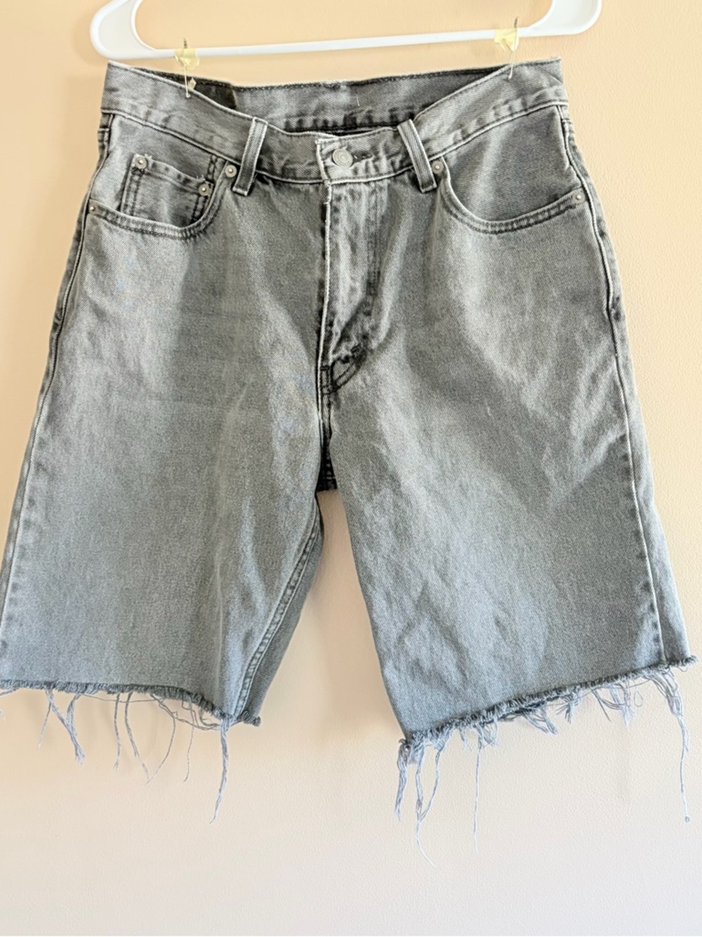 Levi’s Frayed Hem black Denim Shorts cut offs